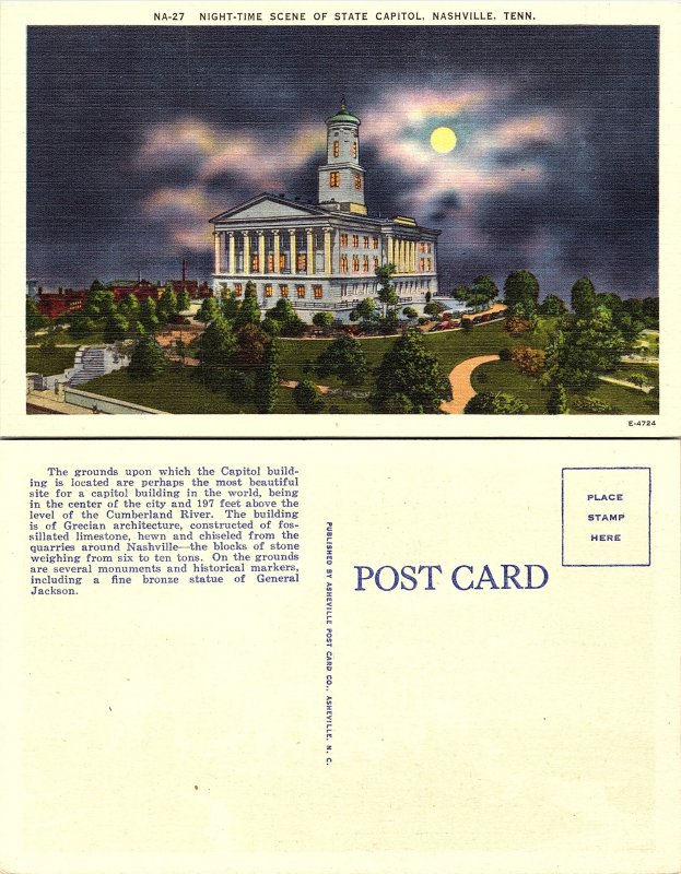 Night Time Scene of State Capitol, Nashville, Tennessee