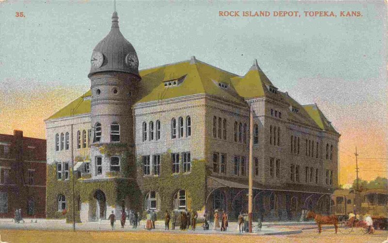 Rock Island Railroad Depot Topeka Kansas 1910s postcard