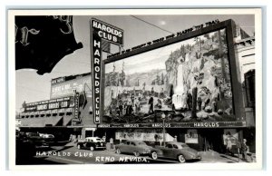 RPPC RENO, NV Nevada~ HAROLD'S CLUB  Virginia Street Scene  c1940s Cars Postcard