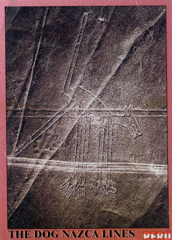 Dog Nazca Ley Lines UFO Peru Peruvian Sealed 1980s Postcard