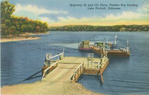 Lake Norfork Arkansas, Ferry, Panther Bay Landing Hwy 62 Linen Postcard  Unused