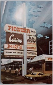 Pioneer Inn & Casino Reno NV Nevada Denny's Iron Sword Auto Postcard H66