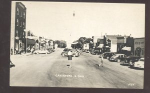 RPPC CANISTOTA SOUTH DAKOTA SD DOWNTOWN STREET CARS REAL PHOTO POSTCARD