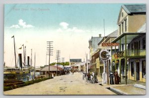Bermuda Front Street West Dock Scene Stores Horses And Wagons Postcard F41