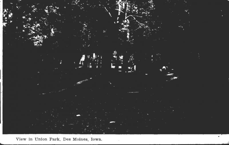 Iowa Des Moines View In Union Park 1908