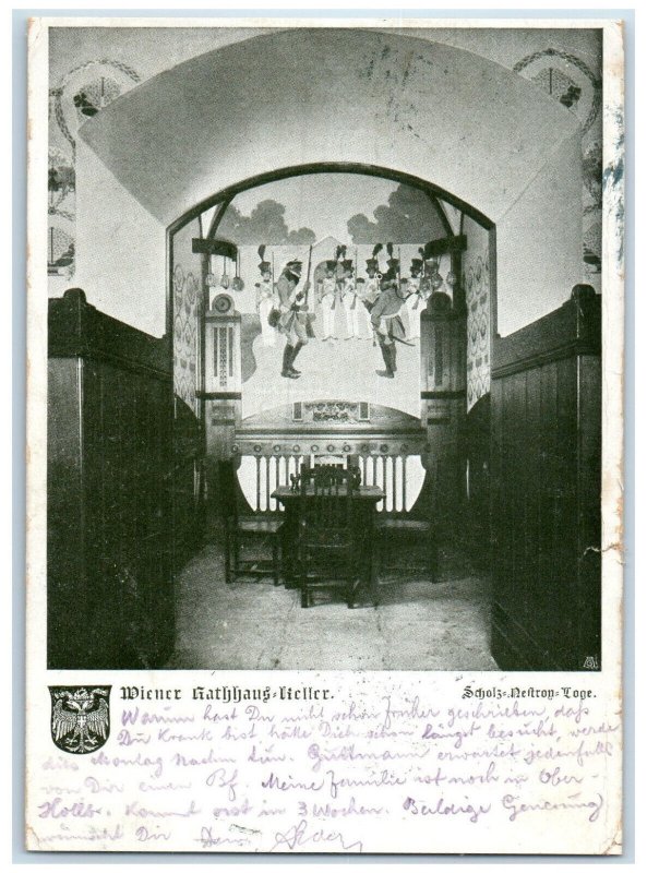 1903 Wiener Rathausteller Scholz-Nestroy-Lodge Vienna Austria Postcard 