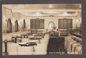 Land O'Lakes WISCONSIN RPPC 1938 INTERIOR BAR Saloon RED DEER COCKTAIL LOUNGE KB