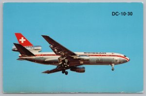 Aircraft~Swissair Trijet DC-10-30~Vintage Postcard 