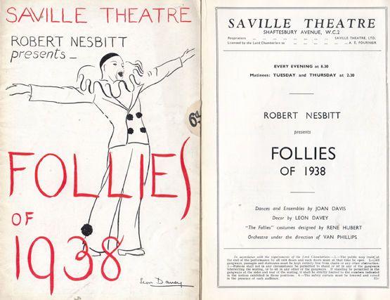 Follies Clowns of 1938 Doris Hare John Mills 2x London Theatre Programme s PAIR