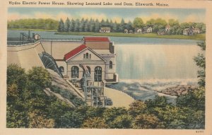 Ellsworth, Maine, Hydro Electric Power House, Showing Leonard Lake and Dam
