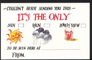 Holiday Message Postcard - Vacation, Weather, Sun, Rain, Beer, Alcohol  RS37856