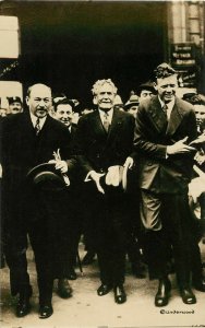 RPPC Postcard Chas. Lindbergh w/ Raymond Poincaré & Aristide Briand France