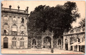 VINTAGE POSTCARD THE NEPTUNE FOUNTAIN COURTYARD AT NANCY FRANCE POSTED 1907