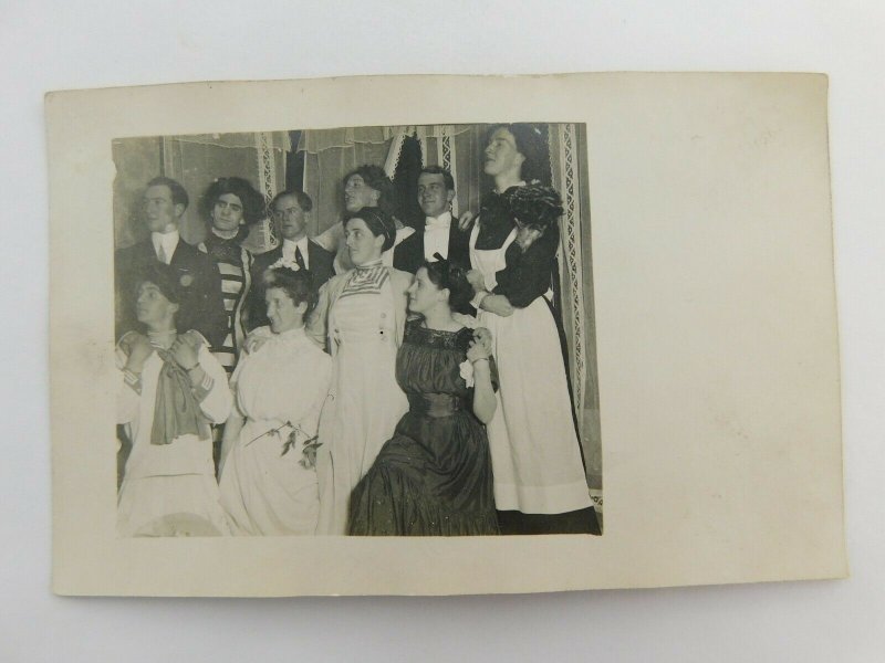Play Cast Men Dressed As Women Actors Cyko Real Photo Vintage Postcard