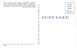 Rockford, IL Illinois  WEST SENIOR HIGH SCHOOL Student~Campus ca1950's Postcard