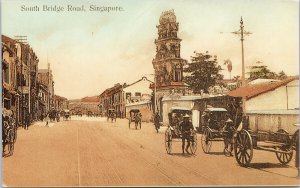 Singapore South Bridge Road Rickshaw w/ 2013 Stamp 1st Local Postcard G99