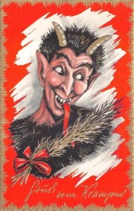 GRUSS VOM KRAMPUS SANTA CLAUS CHRISTMAS AUSTRIA POSTCARD (c.1920s) 2