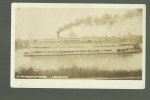 Lansing IOWA RP c1910 STEAMBOAT Steamer UNDER STEAM Mississippi River nr Waukon