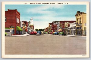 Main Street~Camden South Carolina~Broad St Scene~Asheville Co Vintage Postcard