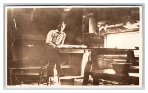 RPPC Harry in His Camp St. Louis Water Power & Improvement Engineer Postcard S3