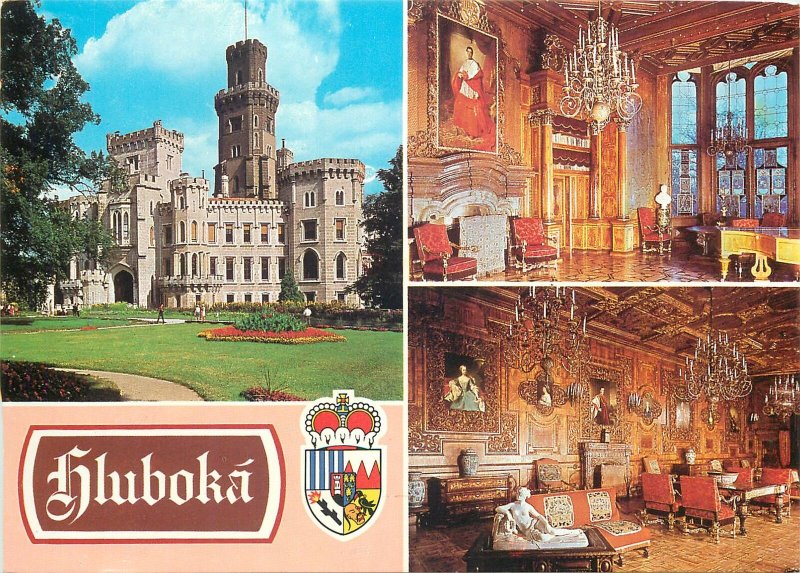 Postcard Czech republic multi view zamek vltavo hluboka castle interior exterior