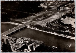 Paris Vue Aerienne La Seine Place De La Concorde France Real Photo RPPC Postcard