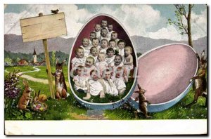 Old Postcard Bunny Rabbits Children