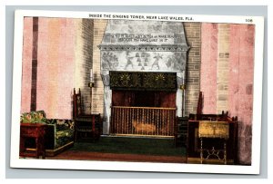 Vintage 1920's Postcard Fireplace Inside the Singing Tower Lake Wales Florida