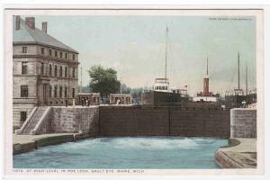 At High Level Steamers in Poe Lock Sault Ste Marie Michigan Phostint postcard