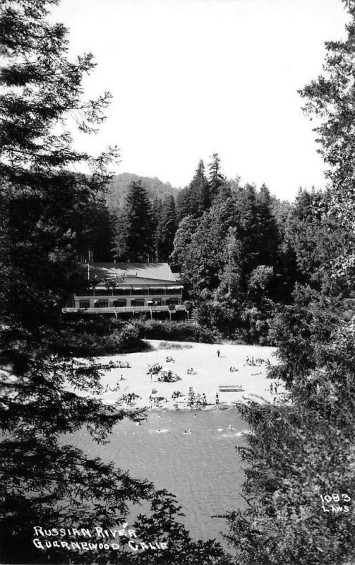 RPPC Russian River GUERNEWOOD, CA Sonoma Co. Laws Photo c1940s Vintage Postcard