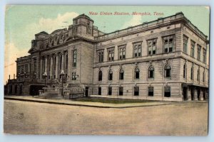 1914 New Union Station Building Stairs Dirt Road Memphis Tennessee TN Postcard