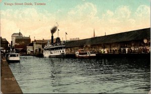 VINTAGE POSTCARD YONGE STREET DOCK TORONTO CANADA BOATS PEOPLE BUILDINGS c. 1910