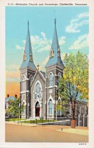 CLARKSVILLE TENNESSEE~METHODIST CHURCH & PARSONAGE POSTCARD 1920s