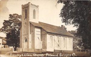 E32/ Milford Center Ohio Real Photo RPPC Postcard c20s Presbyterian Church