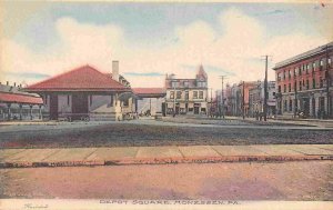 Railroad Depot Square Monessen Pennsylvania 1910c Albertype hancolored postcard