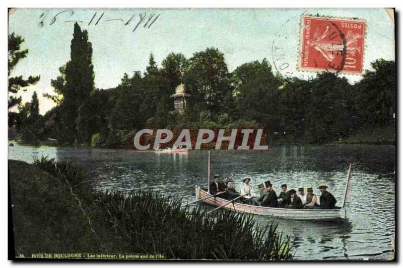 Old Postcard Paris Bois de Boulogne lower Lake The southern tip of el & # 39ile