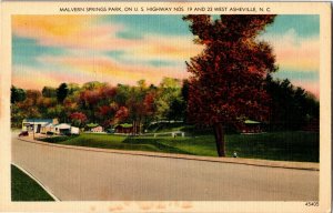 View of Malvern Springs Park Hwy 19 & 23 West Asheville NC Vintage Postcard L40