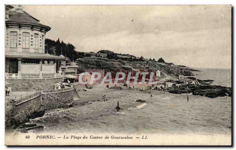 Pornic Old Postcard The beach Gourmalon casino
