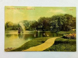 Vintage Postcard 1910's Lake Scene Wade Park Swans Cleveland OH Ohio