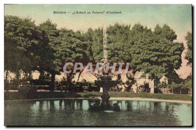 Postcard Beziers Old Child with Fish Injalbert