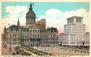 Vintage Postcard City Hall Municipal Office Building Memorial Plaza Baltimore MD