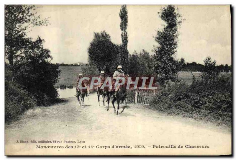 Old Postcard Army Maneuvers 13 and 14th body & # 1909 39armee Patrol hunters