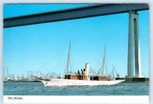 SAN DIEGO, California CA ~ Coronado Bridge STEAM YACHT MEDEA 4x6 Postcard