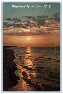 1966 Wildwood By Sea Surf Fishing Man Seaside Wildwood New Jersey NJ Postcard