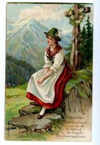 497595 Alpine beauty Woman Cross German Poem Verlassen Bin Ich Ive Been Forgot