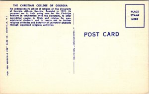 Christian College Religion School Georgia Athens GA Linen Postcard VTG UNP 