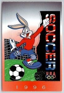 Looney Toons 1996 Olympics USA Bugs Bunny Soccer Atlanta 4x6 Postcard S29