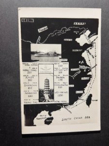 Mint China Postcard South China Sea Ship Route Map HK Amoy Shanghai Nanking