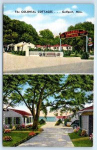 GULFPORT, Mississippi MS ~ Roadside Motel COLONIAL COTTAGES 1940s Linen Postcard