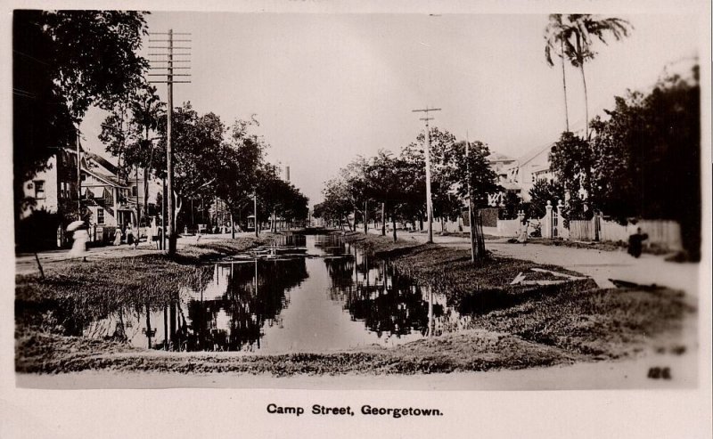 british guiana, Guyana, Demerara, GEORGETOWN, Camp Street (1930s) RPPC Postcard